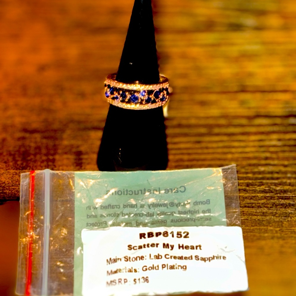 Lab created Sapphire and rose gold ring